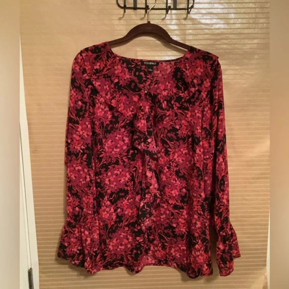 Roz & Ali Tops - ROZ+ALI~ RED/ BLACK~BLOUSE~ NWOT~LG